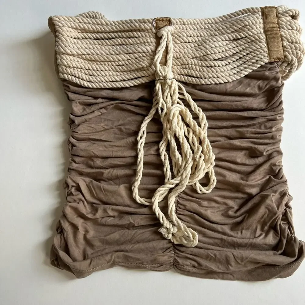 Sass & Bide Short Bodycon Mini Dress or Top Taupe Size 2 NWOT y2k bandage - Picture 2 of 6